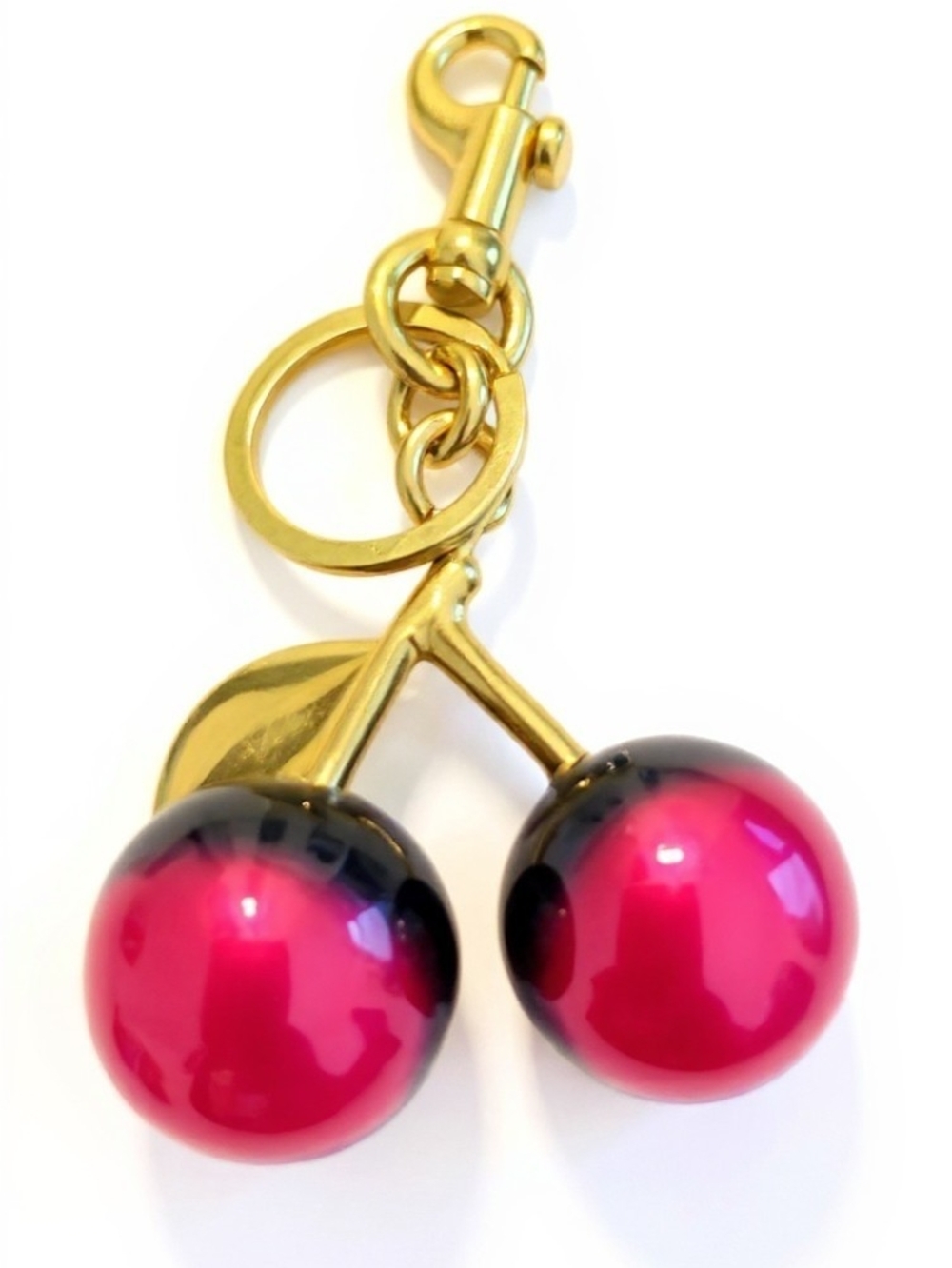 Nwt Sassified Boutique Gold Cherry Keychain with Red Enamel Cherries